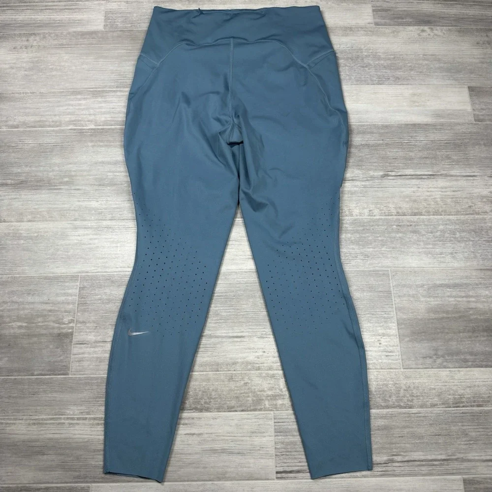 Nike Swift High-Waisted 7/8 Running Leggings Womens Large Smokey Blue HJ2252 006